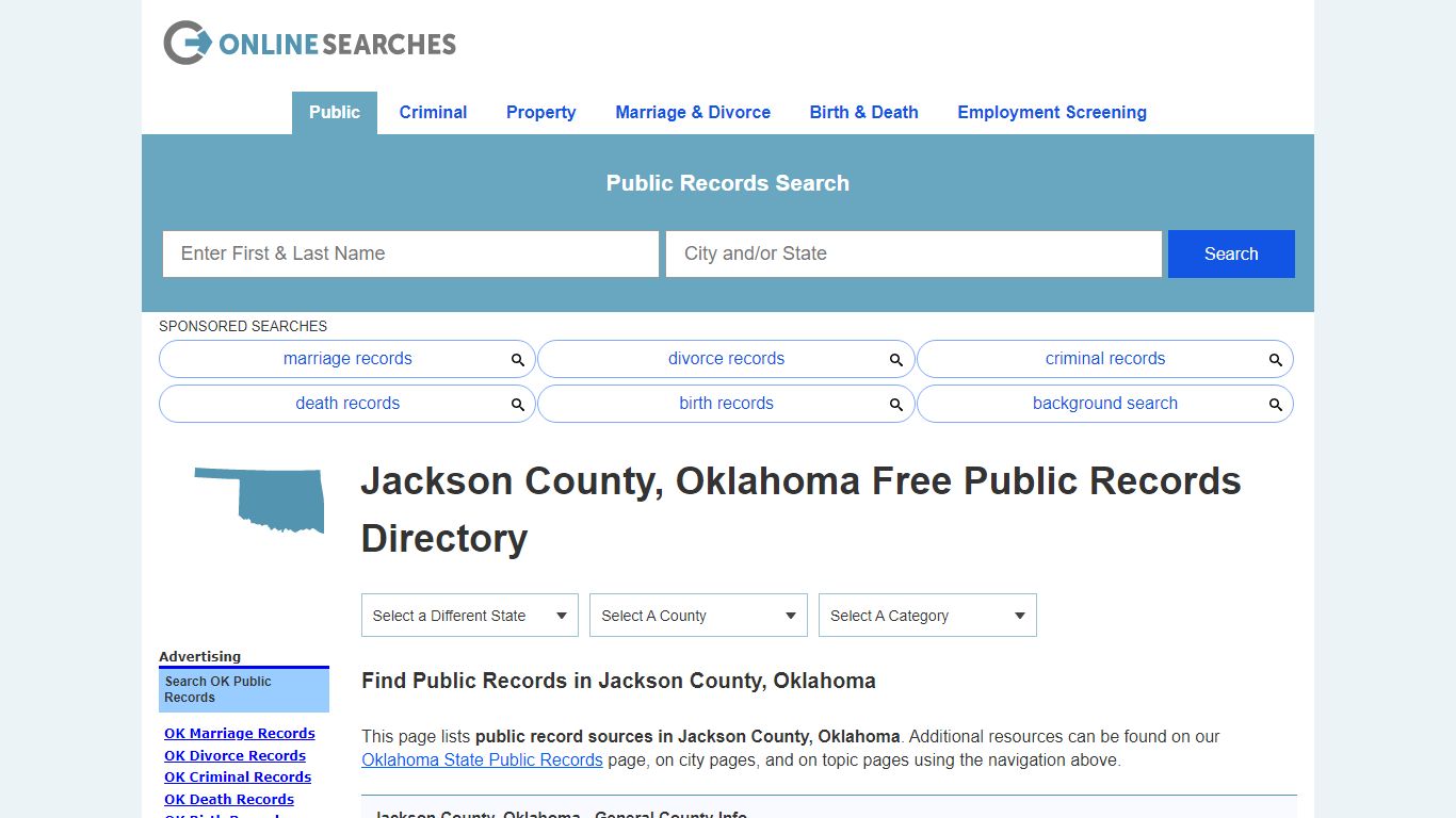 Jackson County, Oklahoma Public Records Directory