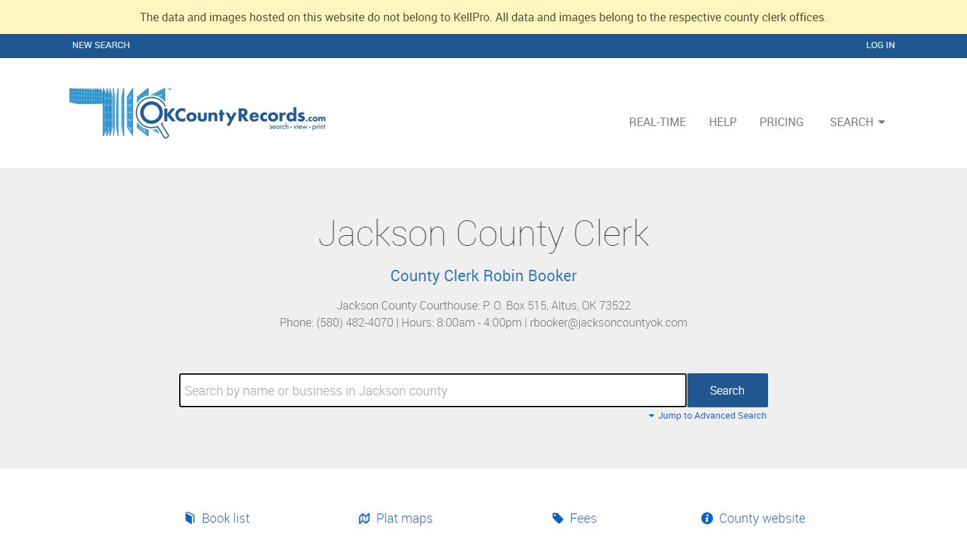 Jackson County - County Clerk Public Land Records for Oklahoma